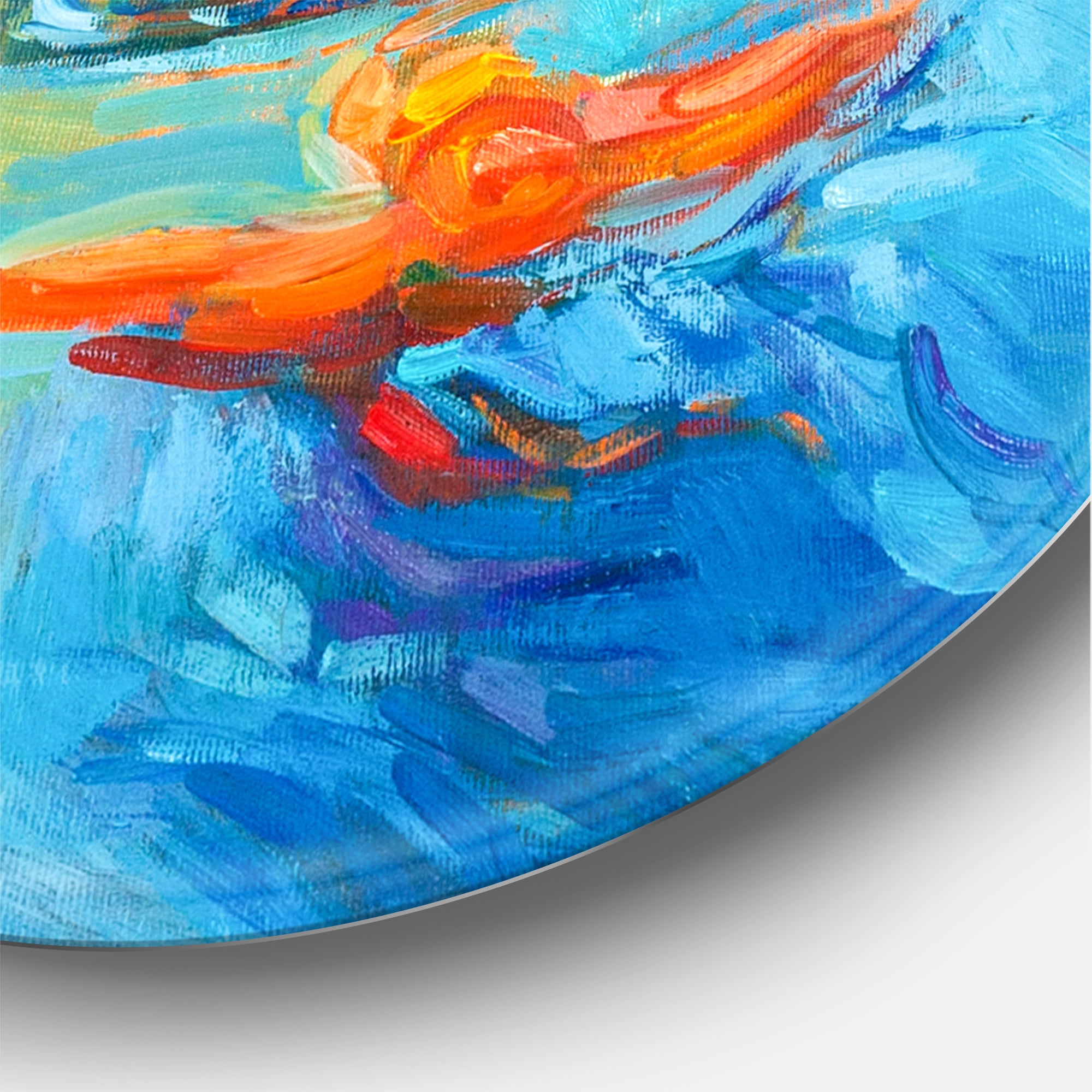Designart 'Boat At The Lake During Evening Glow IV' Nautical & Coastal Circle Metal Wall Art 29x29 - Disc of 29
