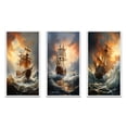 thumbnail image 2 of Designart "Majestic White Sailboat in a Storm III" Boat Framed Wall Art Set Of 3 - Brown Modern Frame Gallery Wall Set For Home Decor, 2 of 6