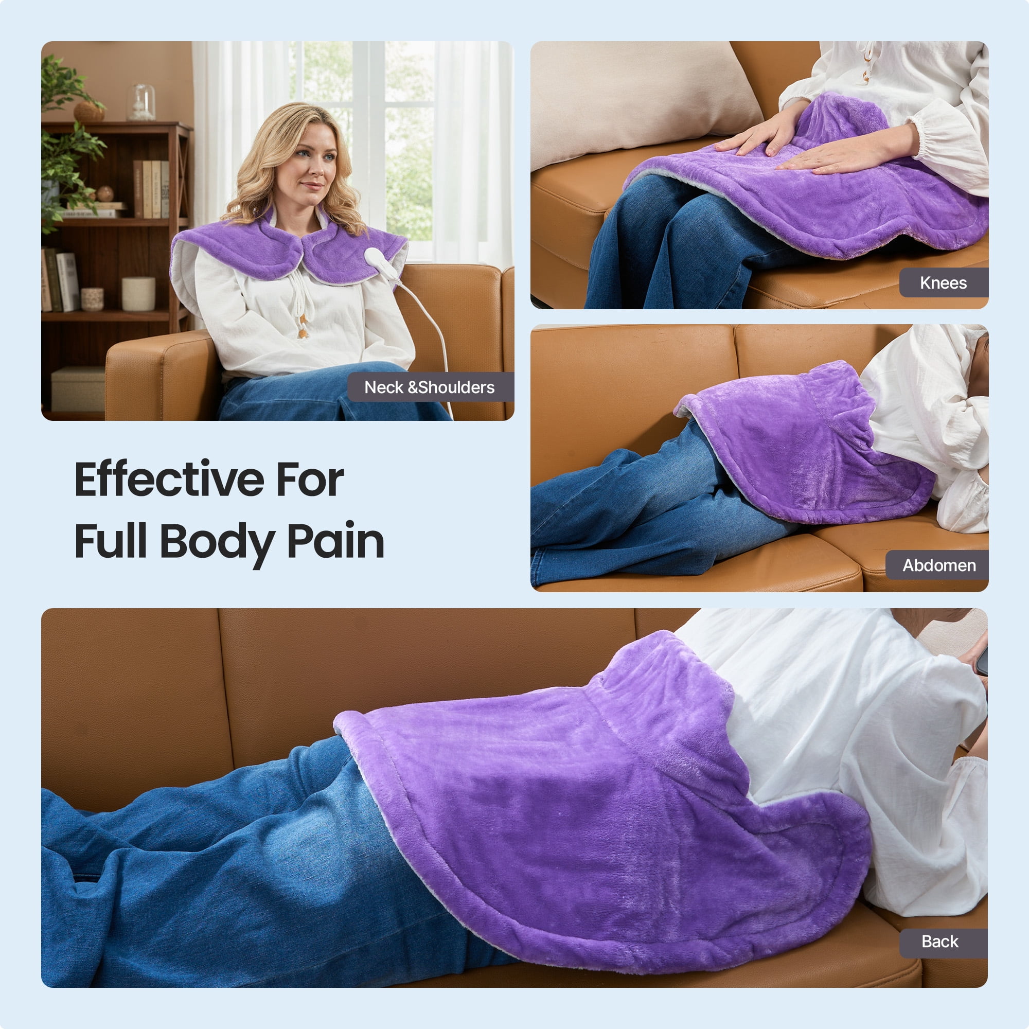 RENPHO Extra Large Heating Pad for Shoulders Neck and Back, 9 Temperature Settings, FSA HSA Eligible, 19"x 24", Mothers Day Gifts for Women Men, Purple