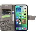 thumbnail image 3 of Compatible with iPhone 14 Case Glitter Bling with Card Holder and Stand Leather Flip Wallet Diamond Butterfly Protective Case for iPhone 14 6.1 inch Crystal Grey, 3 of 14