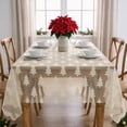 thumbnail image 4 of Sm:)e Christmas Tree Embroidery Lace Tablecloth 60x84 Inch, Beige, Vintage Floral Fabric Classy Vintage Reception Decor, 4 of 6