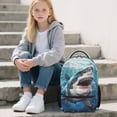 thumbnail image 5 of Jeiento Kids School Backpack 16 Inch Lightweight Water-Resistant Polyester Bookbag with Adjustable Straps, Multiple Organizer Pockets for Elementary Boys and Girls, White Shark Print, 5 of 7