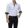 thumbnail image 2 of Gvdentm Mens Slim Fit Men's Polo Shirts Casual Golf Shirt Long Sleeve Tops G09-White,XL, 2 of 4