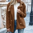 thumbnail image 2 of Herrnalise Jackets For Women Winter Lapel Double Breasted Loose Fitting Lamb Sweater Jacket Brown,L, 2 of 7