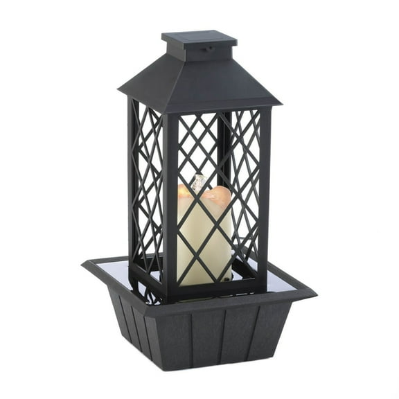 Home Decorative LED Candle Lantern Tabletop Water Fountain - Black
