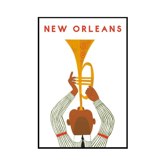 New Orleans, Louisiana - Horn Player - Lantern Press Artwork (24x36 Framed Gallery Wrapped Stretched Canvas)