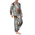 thumbnail image 2 of Picia Vintage Colorful Floral Cow Pattern Men’s Long-Sleeve Sleepwear Set - Soft 2-Piece Loungewear with Pockets, Comfy PJs for Relaxing Nights-Medium, 2 of 7