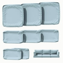 Kimunuk 8 Pcs Outdoor Cushion Covers for Patio Furniture, Washable Outdoor Cushion Slipcovers Replacement with Zipper for 3 Seat Rattan Sofa, Sky Blue