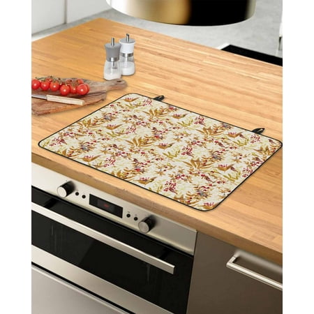 

Fall Botanical Stove Top Covers for Electric Stove Heat Insulation Fireproof Glass Cooktop Cover Counter Top Glass Stove Cover for Prevent Scratches 31 x24 Watercolor Thanksgiving Birds Leaf