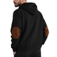 thumbnail image 4 of Eryao Men's Sherpa Lined Button Hoodie with Elbow Patches Winter Warm Outdoor Drawstring Sweatshirts,Black,M, 4 of 5