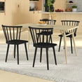 thumbnail image 5 of Gymax 4 PCS Dining Chair Windsor High Spindle Back Wood Kitchen Chairs w/ Rubber Wood Frame Black, 5 of 10