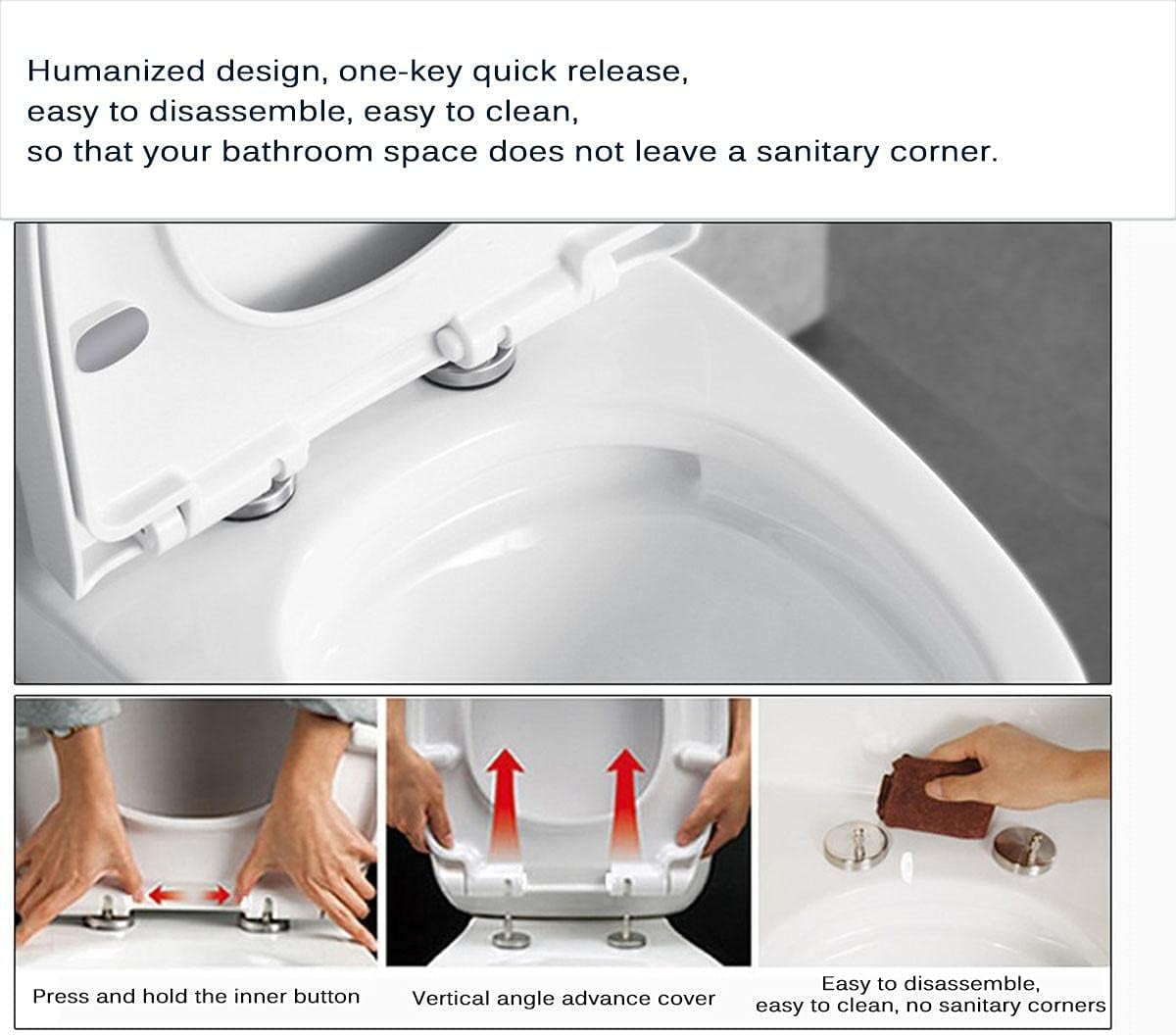 Waxgamo Toilet Seat, Polypropylene Soft-close Toilet Seat with Zinc Alloy Hinges, Easy to Install also Easy to Clean, Scratch Resistant Toilet Seat by Angol Shiold