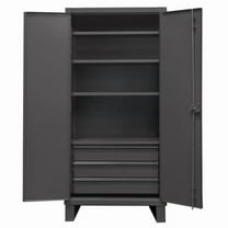 Durham HDCD243678-3B95 12 Gauge Recessed Door Style Lockable Cabinet with 1 Fixed Shelf & 3 Adjustable Shelves, Gray - 36 in.