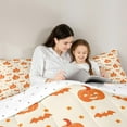 thumbnail image 5 of jejeloiu Kawaii Pumpkin Bats Queen Comforter Set,Happy Halloween Bedding Sets,Orange Beige Stars Bedding Comforter Set For Child,Microfiber Bedroom Decor Reversible,3pcs, 5 of 8