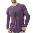 thumbnail image 2 of SYMOID Pajamas Christmas Long Sleeve Shirt for Men - Purple, Vintage Christmas Tree & Merry Christmas Graphic, Relaxed Fit, Soft Stretch Fabric, Sizes M-XXXXL,Size 3XL, 2 of 4