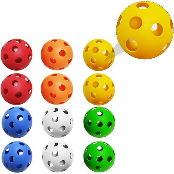 Practice Golf Balls 12 Pcs Plastic or Colored Golf Balls Mini Golf Balls, Hollow Plastic Airflow Limited Flight Golf Balls for Golfer Gift Indoor&Outdoor for Kids and Aduklts, Random Color