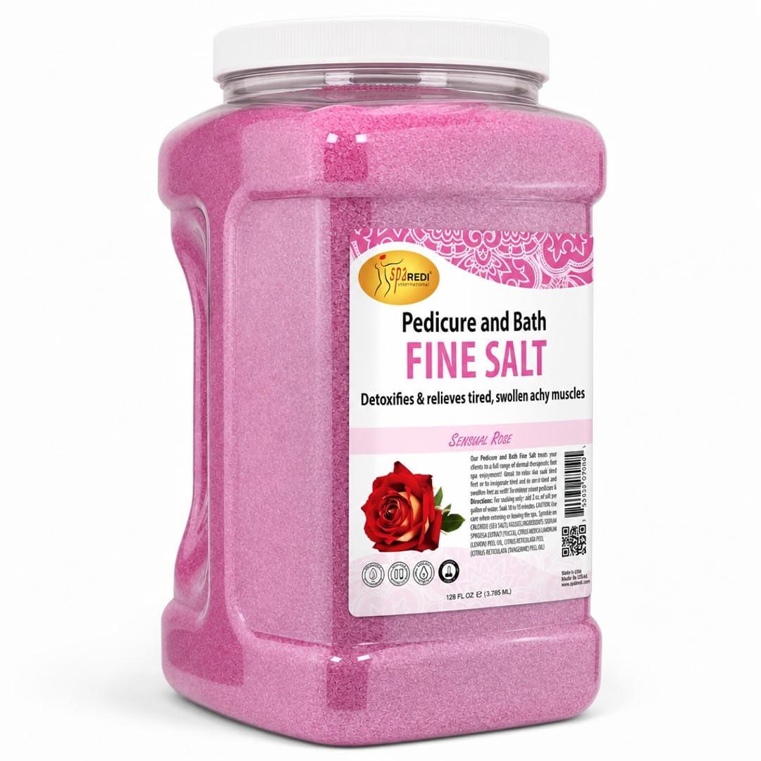 SPA REDI - Detox Foot Soak Pedicure and Bath Fine Salt, Sensual Rose, 128oz - Made with Dead Sea Salts, Argan Oil, Coconut Oil, and Essential Oil - Hydrates, Softens and Moisturizes