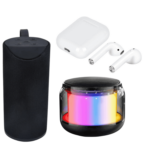 Combo bocinas bluetooth con radio FM + audifonos Negro