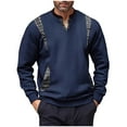 thumbnail image 2 of qolati Men's V-Neck Jacquard Sweatshirts with Plaid Trim Soft Long Sleeve Pullover Classic Fit Casual Semi Formal Tops, 2 of 9