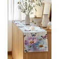 thumbnail image 5 of Table Runner 90 Inches Long for Kitchen Dining, Pink Blue Floral Dresser Scarf Farmhouse, Dining Table Decorations for Wedding/Parties, Butterflies Vintage Oil Painting Wooden 13 x 90 In, 5 of 8