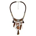 thumbnail image 1 of maskred Exquis Turquoise Pompons Choker Bohème Déclaration Collier Brun 45 + 8cm 1Set, 1 of 6
