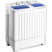 YOJFOTOOU. Portable Mini Compact Twin Tub Washing Machine 20lbs Washer Spain Spinner Portable Washing Machine, Blue+ White