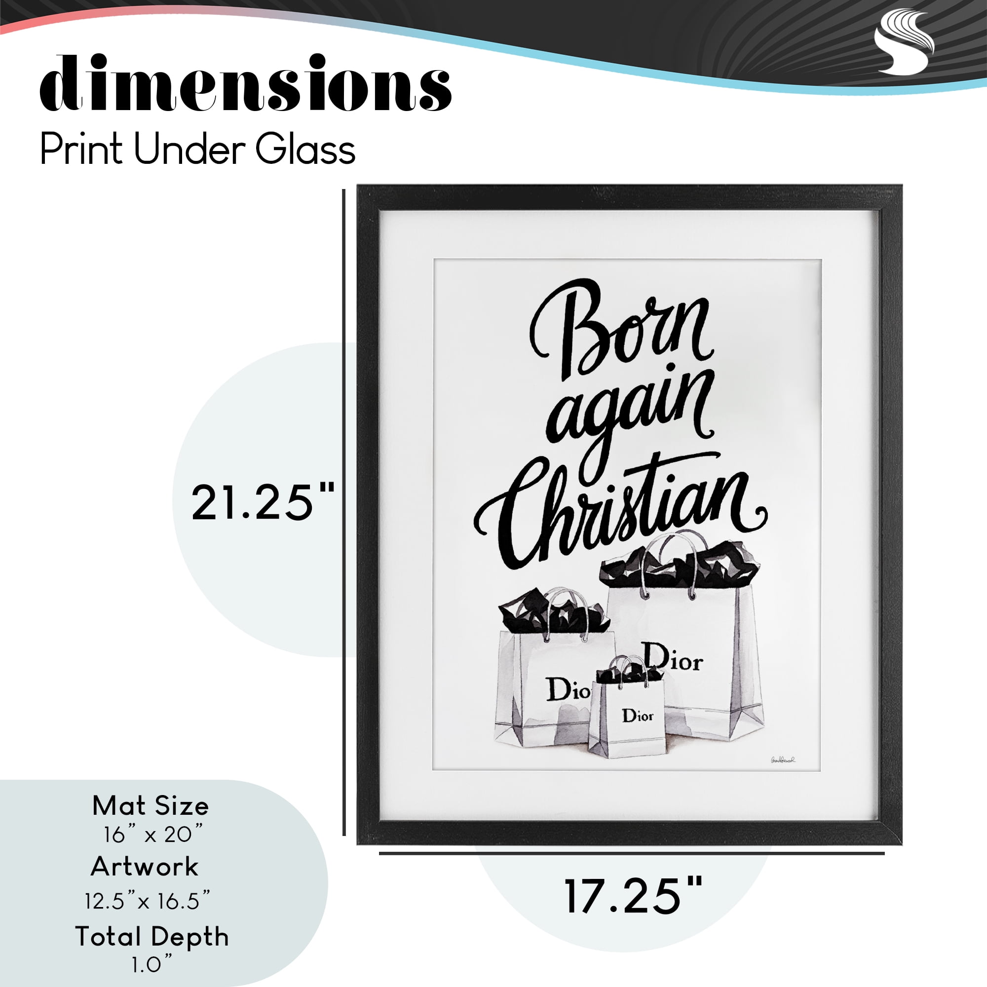 Christian & Shopping Bags Black Framed Print Under Glass, design by Amanda Greenwood