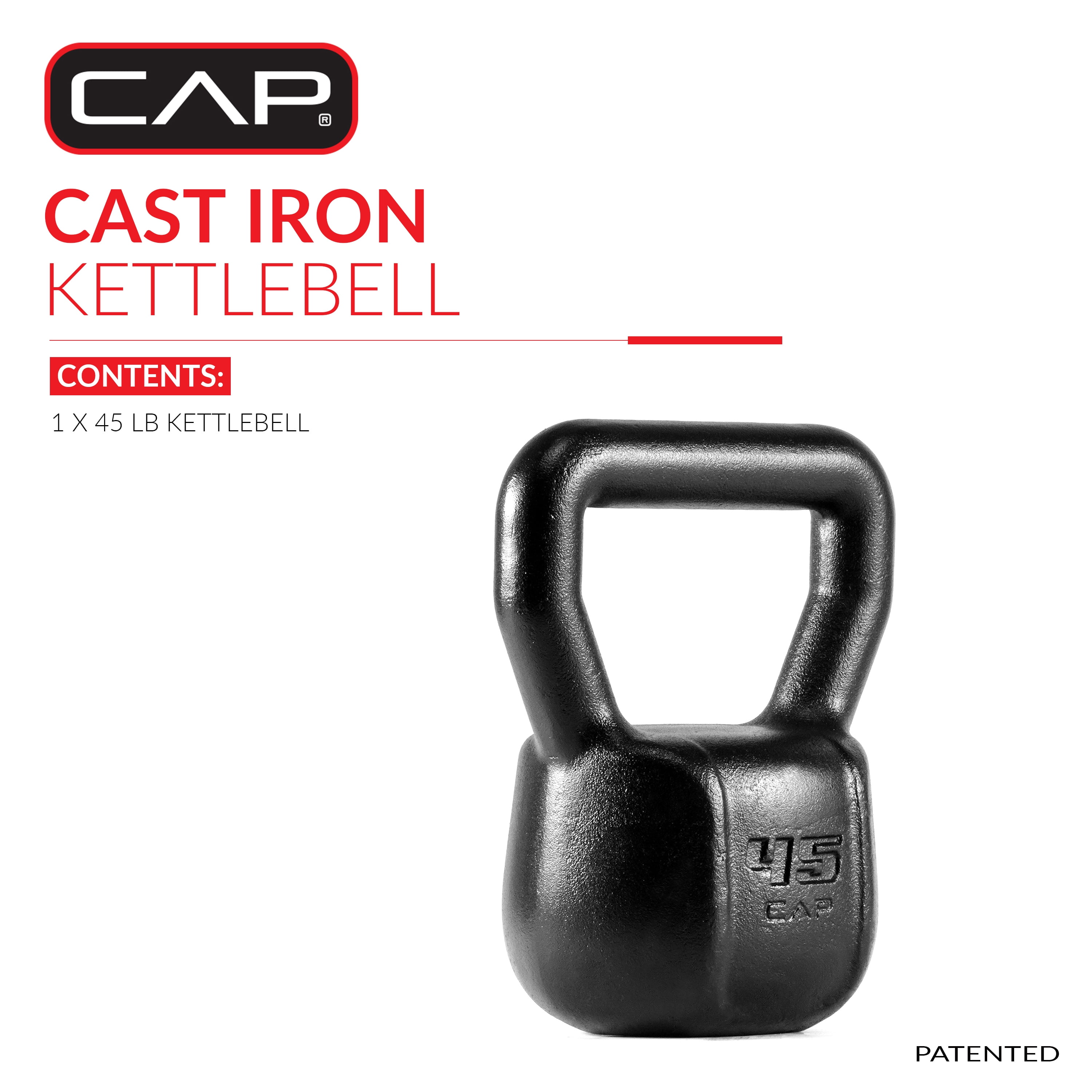 CAP Barbell Cast Iron Kettlebell, Home Gym Strength Training Weight, 45 lb