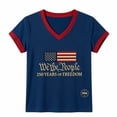 thumbnail image 4 of XAOFW Girl's T-Shirts Short Sleeve V Neck Letter Print Kids Casual 250Th Anniversary T Shirts Daily Wear Relaxed Fit Tee Shirts Outdoor Activities Soft Breathable Children Tops, 4 of 4