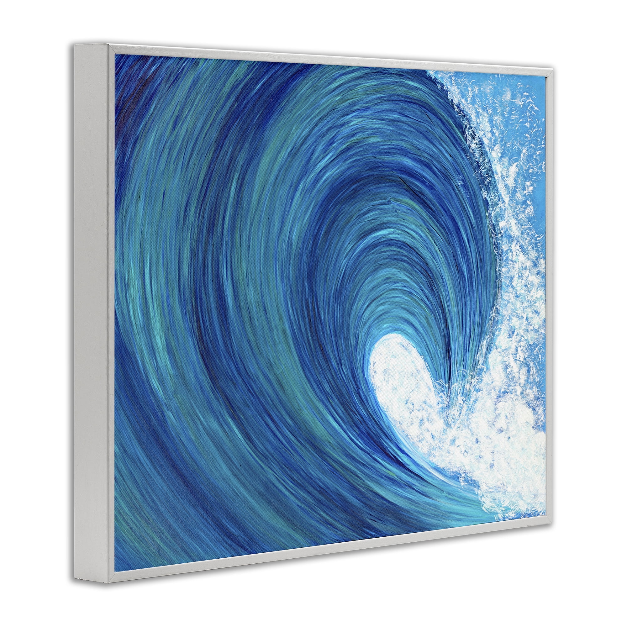 Stupell Industries Swirling Ocean Wave Coastal Painting White Framed Art Print Wall Art, 20 x 16