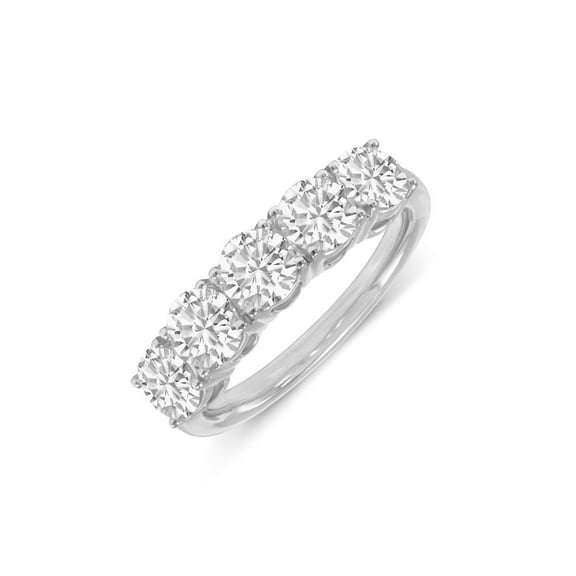 TimeLe$$ Classics 14K White Gold Round Lab Grown Diamond Ladies Five Stone Wedding Anniversary Stackable Ring Band - 0.50 CTW (Ring Size: 4.5)