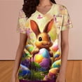 thumbnail image 3 of Fmbrln Easter Scrubs Tops for Women Short Sleeve V Neck Cute Bunny Egg Graphic Print Nursing Scrubs Casual Loose Holiday Work Uniform with Pockets, 3 of 6