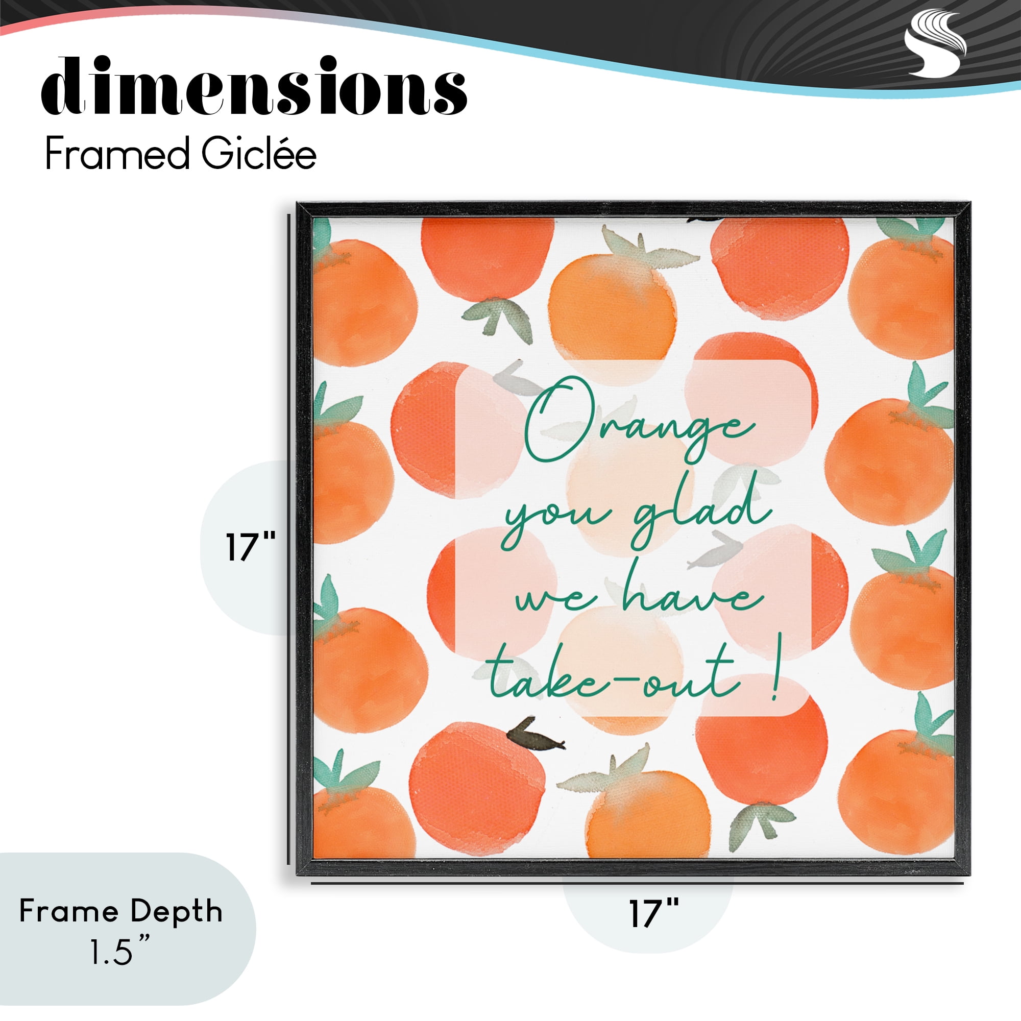 Stupell Industries Orange You Glad Black Framed Giclee Art, design by Emily Navas