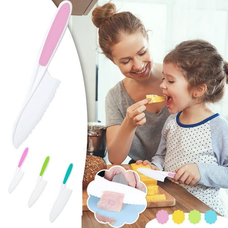 

Cuoff Home Decor Knives for Kids 3-Piece Nylon Kitchen Baking Knife Set: Children s Cooking Knives In 3 Sizes & Colours/Firm Grip Serrated Edges BPA-Free Kids Knives Room Decor