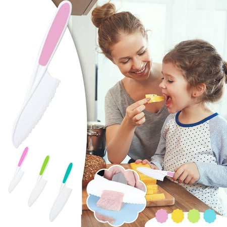 

Cuoff Home Decor Knives for Kids 3-Piece Nylon Kitchen Baking Knife Set: Children s Cooking Knives In 3 Sizes & Colours/Firm Grip Serrated Edges BPA-Free Kids Knives Room Decor