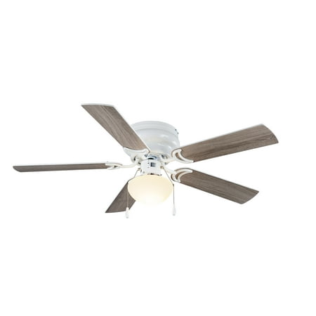 Mainstays 44" Hugger Indoor Ceiling Fan with Single Light, White, 5 Blades, LED Bulb, Reverse Airflow