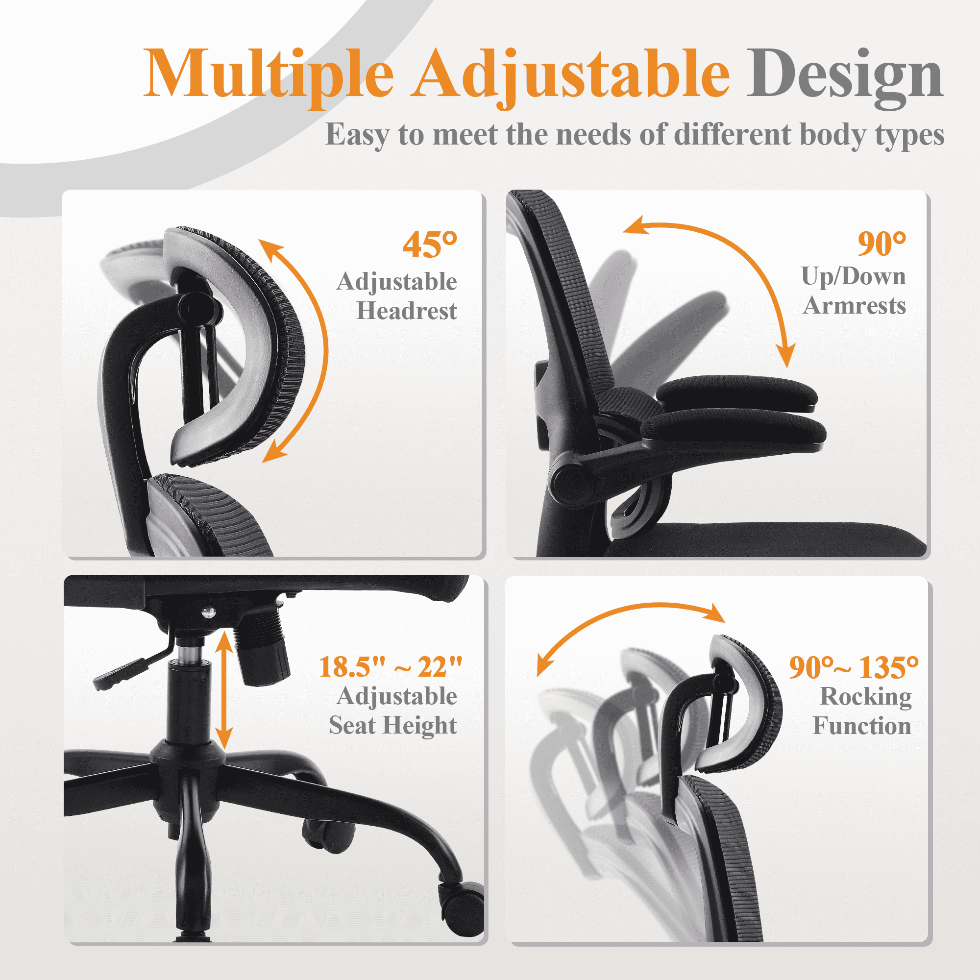 Ergonomic High Back Office Chair Home Office Chair with Armrest Black
