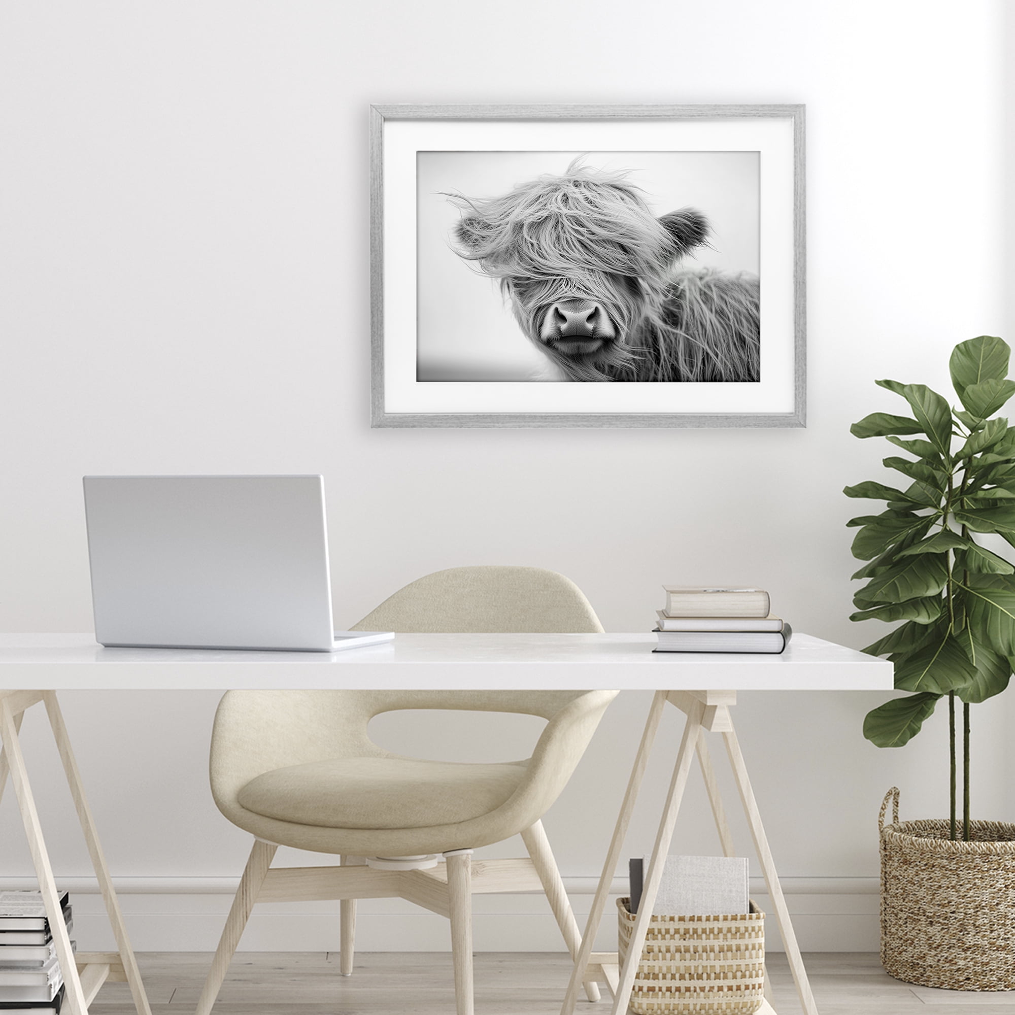 Stupell Industries Easy Breezy Cattle Gray Framed Print Under Glass, design by Tina LeCour