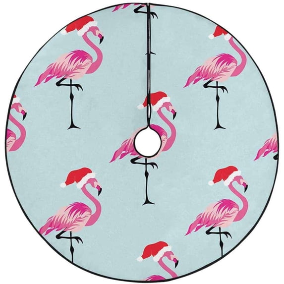 FMSHPON Christmas Cute Flamingos Xmas Christmas Tree Skirt Stand Mat for Holiday Party Decoration Indoor Outdoor 36 inches