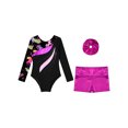 thumbnail image 5 of Haitryli Gymnastics Leotards for Girls Long Sleeve Dance Unitards Biketards with Metallic Shorts and Headwear Leaves 12, 5 of 7