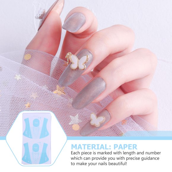WEUVEB 100Pcs Sticky Nail Art Guide Forms Multi Color Nail Tool for Salon and Beginner Practice