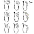 thumbnail image 2 of Bangcool Fake Nose Cuff Rhinestone 9PCS Mini Non Piercing Faux Nose Ring Ear Clip Jewelry, 2 of 6