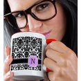 thumbnail image 2 of 3dRose, Personal initial N monogrammed pink black and white damask pattern girly stylish personalized letter, 11oz Two-Tone Red Mug, 2 of 7