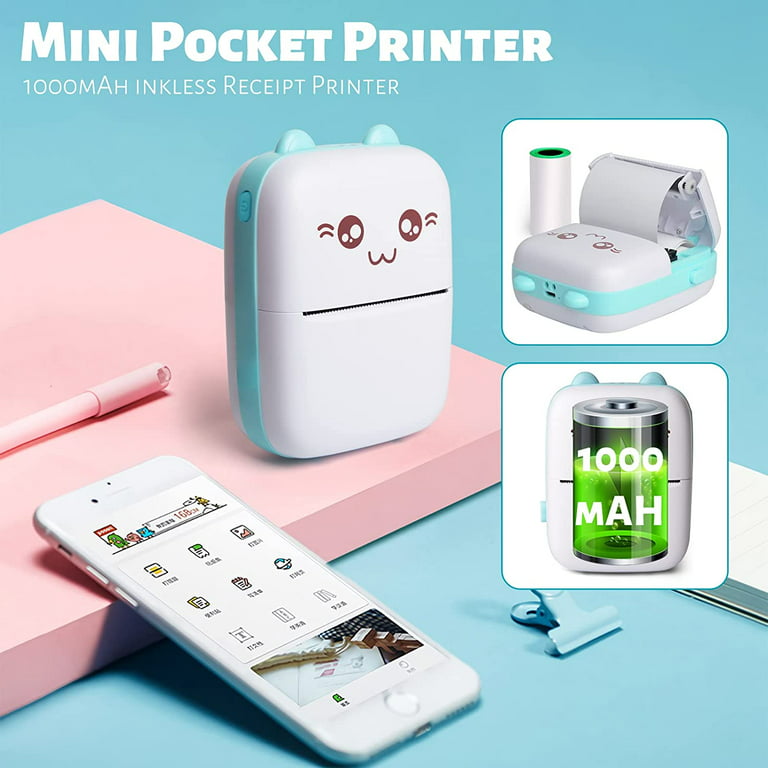 Mini Photo Printer For IPhone/Android,1000mAh Portable Thermal Photo  Printer For Gift Study Notes Work Children Photo