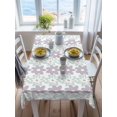 thumbnail image 3 of Teal Purple Floral Rectangle Tablecloth, Modern Abstract Art Spring Flowers Waterproof & StainResistant Tablecloth, Washable Oil-proof Table Cover for Dining/Party/Wedding/Camping/Buffet 52x70 In, 3 of 9