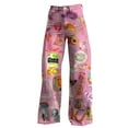 thumbnail image 4 of IDALL Baggy Jeans High Waisted Jeans Women's Vintage Flower Print Casual Wide Leg Pants Barrel Jeans Women Boyfriend Jeans Pink 4 2XL, 4 of 4
