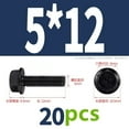 thumbnail image 2 of M5x12 (20pcs) Flange Hex Head Bolts Screws, Class 10.9 heavy black hexagonal flange screws ,Hex Head Bolts Screws,Full tooth thread, 2 of 4