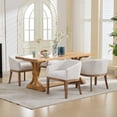 thumbnail image 3 of TIMOREN Mid Century Modern Upholstered Barrel Dining Chair with Arms, Beige Linen Kitchen Chair with Natural Rubberwood Frame for Dining Room or Living Room, Single Pack, 3 of 10