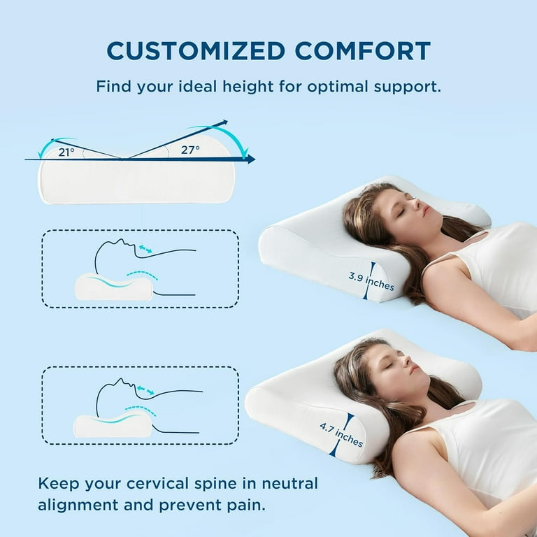 Cozy Comfort Cervical Neck Pillow for Pain Relief Contour Memory Foam Pillows for Sleeping Odorless Ergonomic Pillow Adjustable Orthopedic Neck