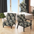 thumbnail image 1 of Designart "Exotic Floral Pattern In Grey And Black" White Floral Upholstered Accent Chair - Cottage Arm Chair For Bedroom, 1 of 7